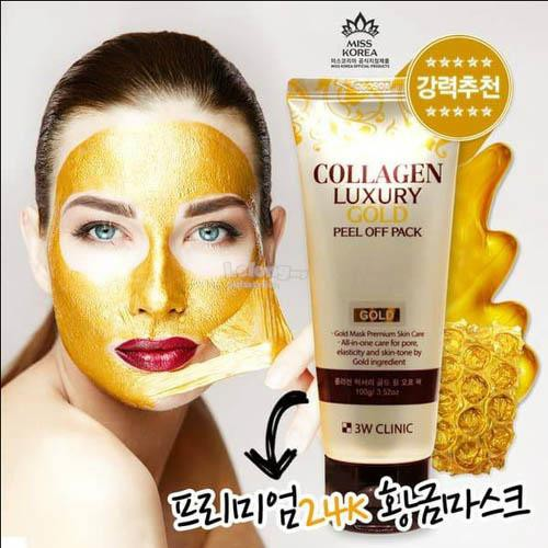 МАСКА-ПЛЕНКА С КОЛЛАГЕНОМ И ЗОЛОТОМ 3W CLINIC COLLAGEN & LUXURY GOLD PEEL OFF PACK